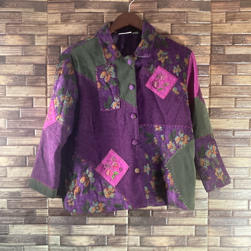 Napa Valley Women's Lined Tapestry Patchwork Embroidered Jacket Size Medium